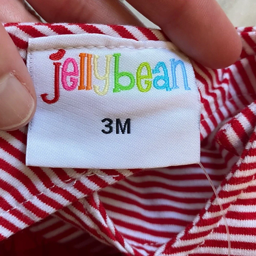 NWT JellyBean Red and White Striped Classic Swing Top and Bubble Shorts Set, 3M
